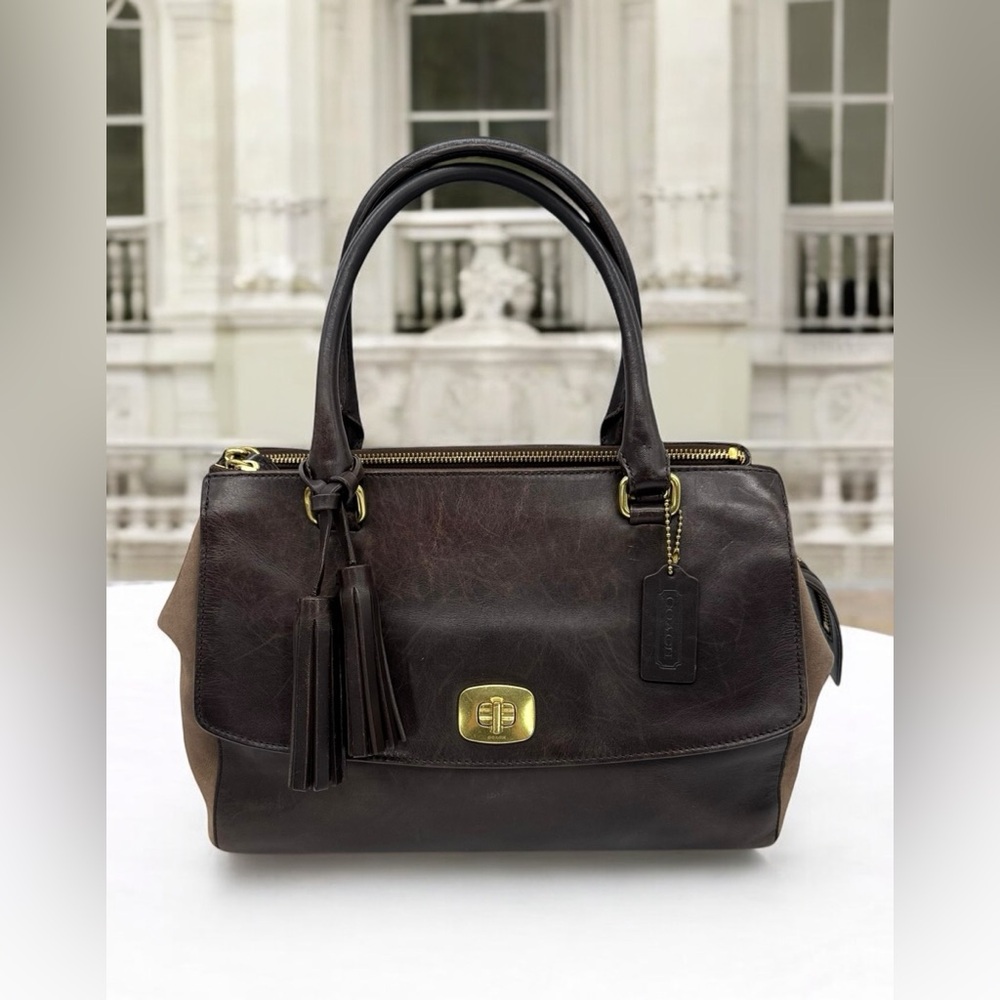 RARE Vintage Coach Legacy Pinnacle Harper, Triple Zip Leather Satchel.